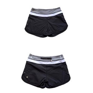 (One pair) Lululemon Black and White Run Shorts size 4